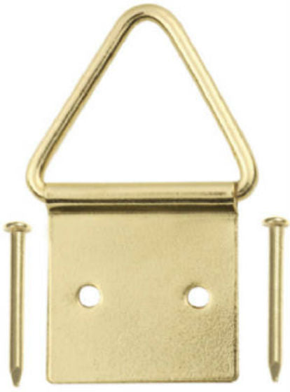 OOK 50205 Brass Plated Ring Picture Hanger with nails, Large, 2-Piece