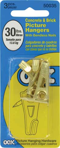 OOK 50035 Concrete/Brick Picture Hangers with Bendless Nails, 30 Lb