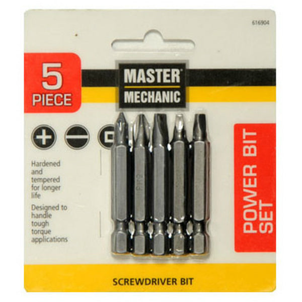 Master Mechanic 616904 Power Screwdriver Bit Set, 5 Piece
