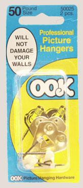 OOK 50025 Professional Picture Hangers with Blue Nails, 50 Lb, 2-Hooks/4-Nails