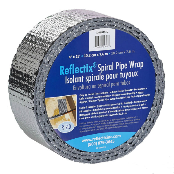 Reflectix® SPW0402512 Spiral Pipe Wrap Insulation, R-2.0, 4" x 25'