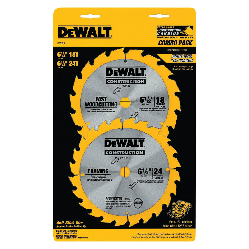 DeWalt® DW9158 Series 20 Construction Combination Pack, 16T/24T,  6-1/2"