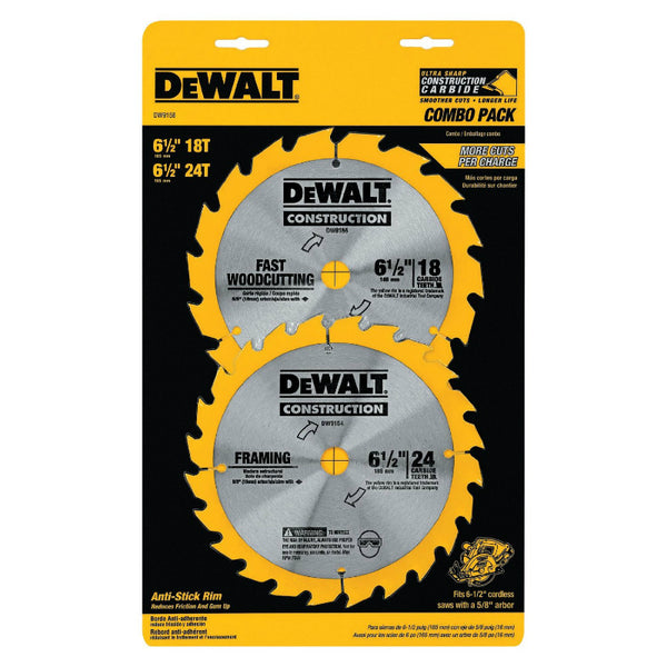 DeWalt® DW9158 Series 20 Construction Combination Pack, 16T/24T,  6-1/2"
