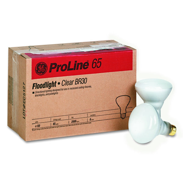 GE 24705 ProLine™ Reflector R30 Floodlight Bulb, Soft White, 65W, 130V, 6-Pack