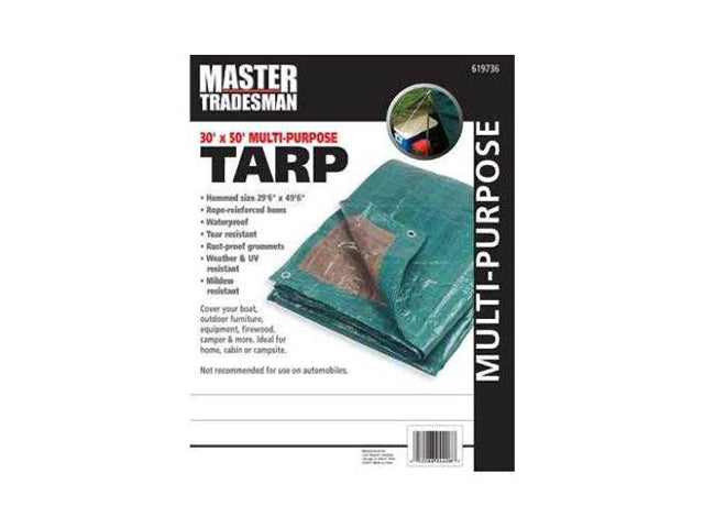 Master Tradesman 619736RD Poly Storage Tarp Cover, 30' x 50', Green/Brown