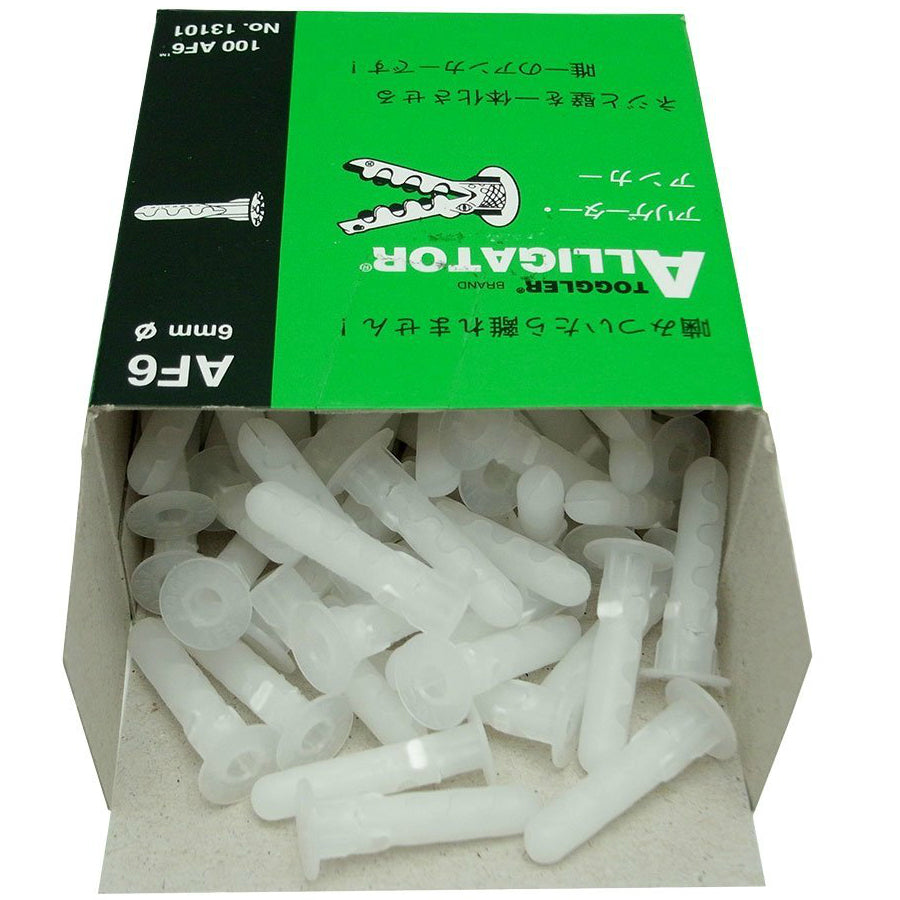 Toggler® 13101 Alligator® AF6 Flanged Solid Wall Anchors, 1/4", 100-Pack