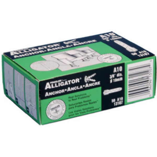 Toggler® 13107 Alligator® A10 Flush Mount Solid Wall Anchors, 3/8", 50-Pack