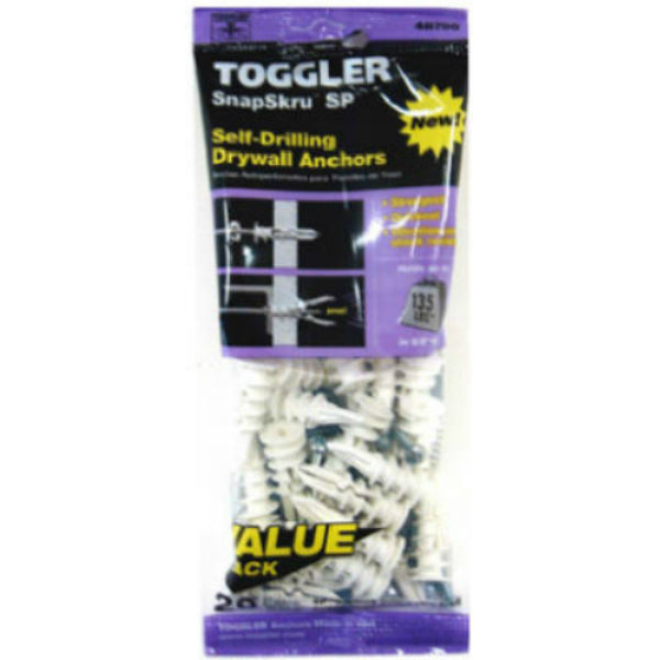 Toggler® 50125 SP Self Drilling Drywall Anchors with Screw, 3/8"-5/8", 20-Pack