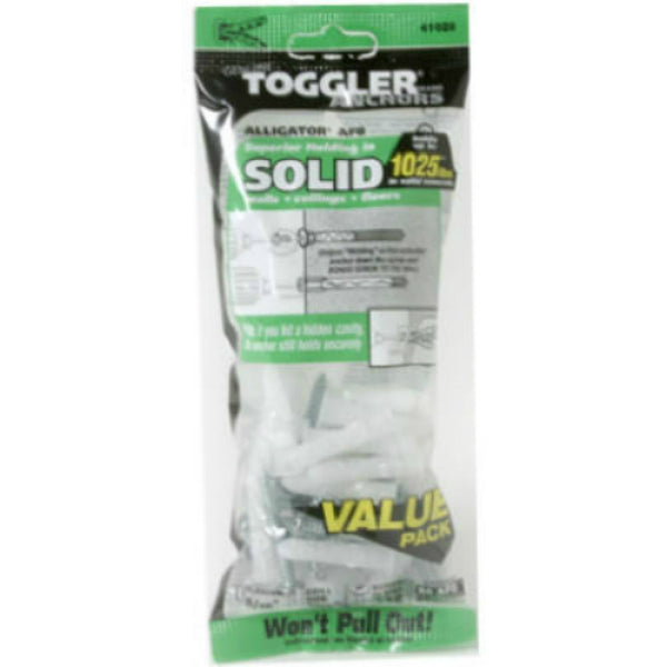 Toggler® 50500 Alligator® AF8 Flanged Solid Wall Anchors w/Screws, 5/16", 20-Pack