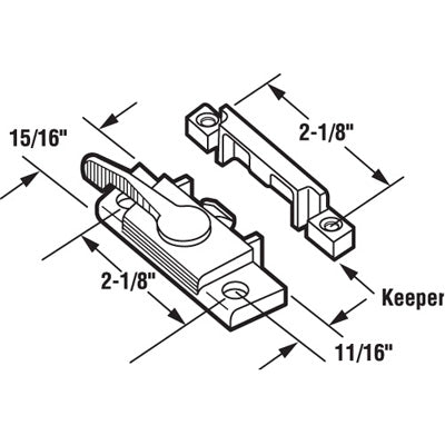 Slide-Co 171915 Sliding Windows Double Hung Sash Lock, 2-1/8", White