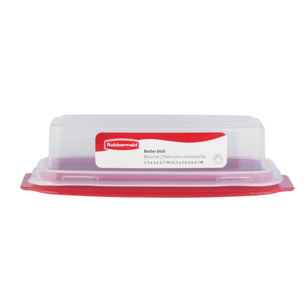 Rubbermaid 1777193 Servin' Saver Butter Dish, Clear Base with Racer Red Lid