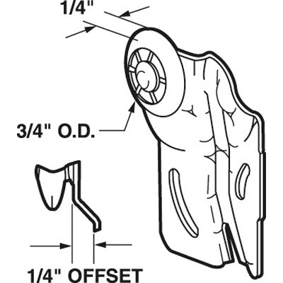 Slide-Co 16224-F Wardrobe Door Front Roller, 3/4", 2-Pack