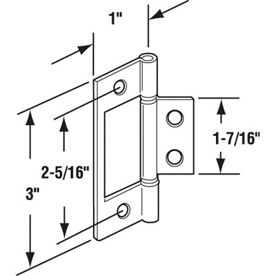 Slide-Co 161497 Bi-Fold Door Non Mortises Hinge, Brass Plated Steel, 2-Pack