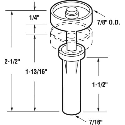 Slide-Co 161900 Wardrobe Door Spring Loaded Guide Pivot, 7/8", 2-Pack