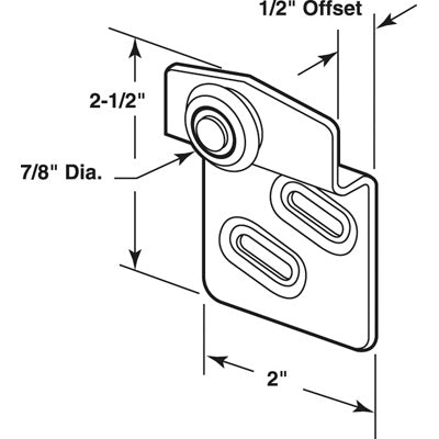 Slide-Co 161988 Wardrobe Door Roller, Back, 1/2" Offset, 2-Pack
