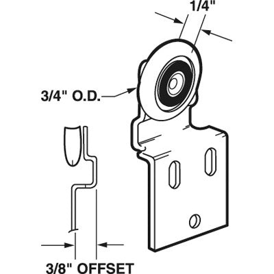 Slide-Co 16202-F Wardrobe Door Top Hung Front Roller, 3/8" Offset, 2-Pack