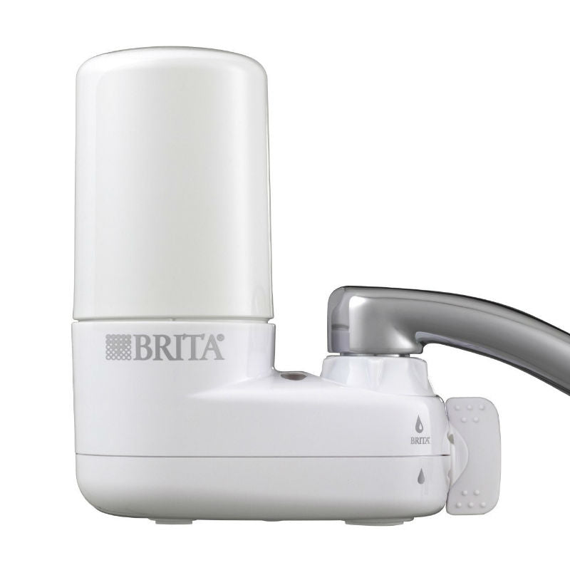 Brita Complete Water Faucet Filtration System With Light Indicator - Faucet  - 100 gal Filter Life (Water Capacity) - 1 Each - White, Blue