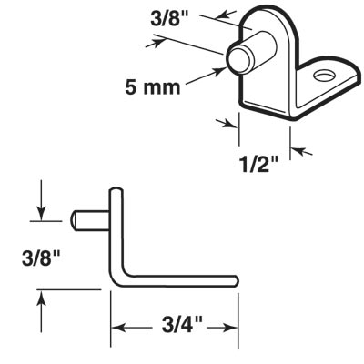 Slide-Co 241942 Shelf Support Peg, Brass Plated, 5 mm Dia, 8-Pack