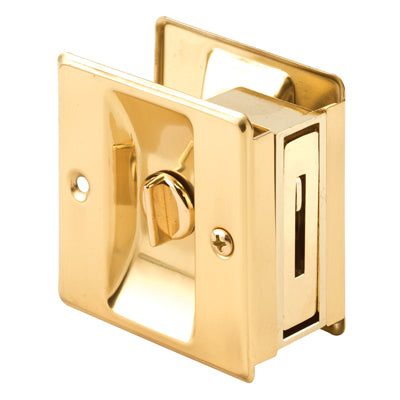 Slide-Co 161495 Pocket Door Privacy Lock, Polished Solid Brass