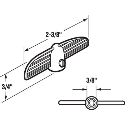 Slide-Co 17243-2-W Casement Window Operator "T"-Handle, White Finish
