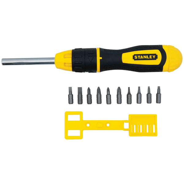 Stanley® 68-010 Multibit Ratcheting Screwdriver, 10 Assorted Bits
