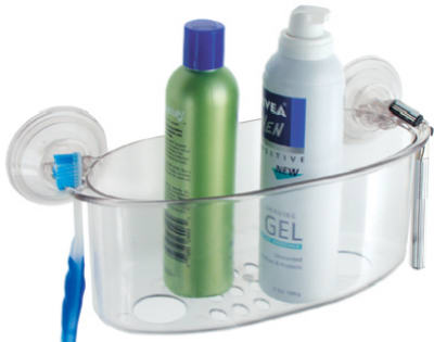 InterDesign® 52420 3-Powerlock Suction Shower Basket, Clear