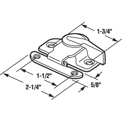 Slide-Co 17573 Universal Sliding Window Cam-Action Sash Lock, Brass Finish
