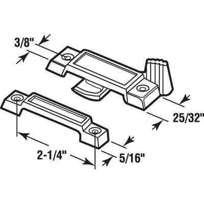 Slide-Co 17755-W Sliding Window Diecast Sash Lock, White