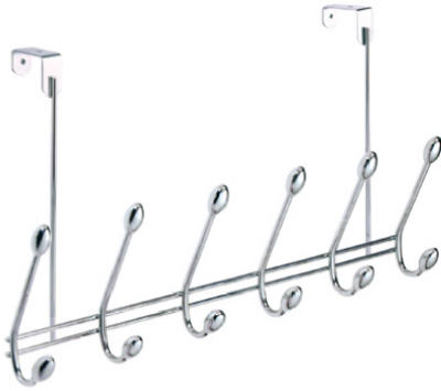 InterDesign® 75600 Orbinni Over The Door Rack, 6-Hook, Chrome