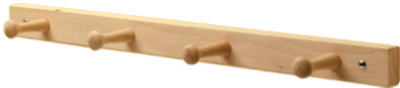 InterDesign 91518 Natural Lacquer Wall Mount Wood Rack, 4-Peg, 21.5" x 1.5"