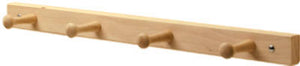 InterDesign 91518 Natural Lacquer Wall Mount Wood Rack, 4-Peg, 21.5" x 1.5"