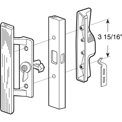 Slide-Co 141843 Internal Sliding Glass Door Handle Lock Kit, Black Finish