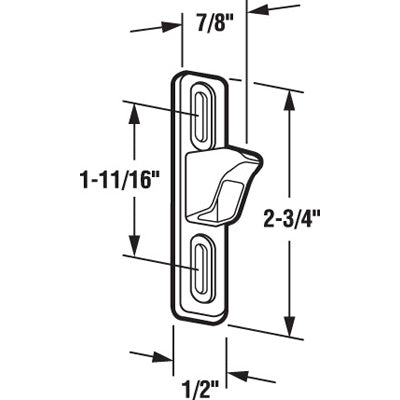 Slide-Co 14504 Universal Diecast Sliding Glass Door Keeper, 1/2" Wide, Chrome
