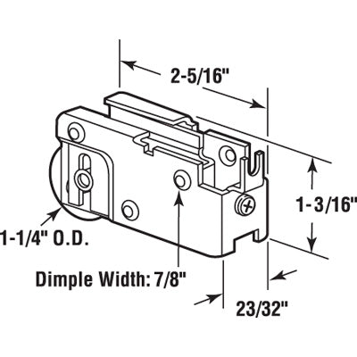 Slide-Co 131846 Sliding Glass Door Roller Assembly, 1-1/4"