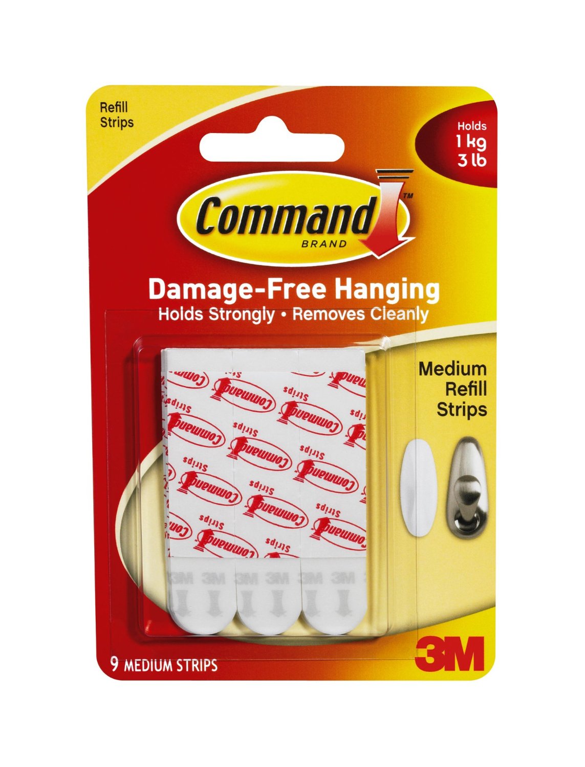 Command 17021P Medium Mounting Refill Strip Kit, 9-Count