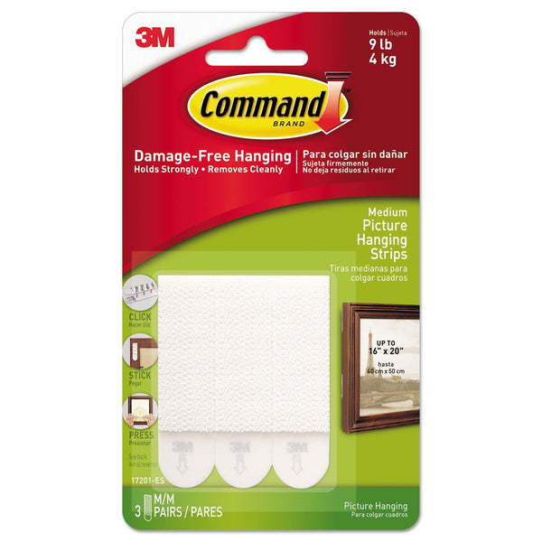 Command 17201 Picture Hanging Strips, Medium, White, 3 Count