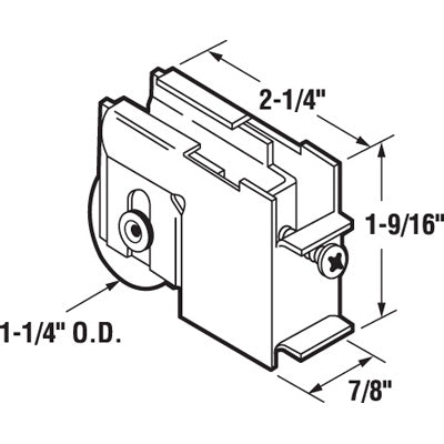 Slide-Co 131606 Sliding Glass Door Roller Assembly, 1-1/4"