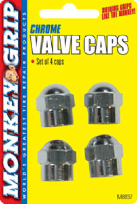 Monkey Grip 22-5-08837-M Hex Valved Cap, Chrome, 4-Pack