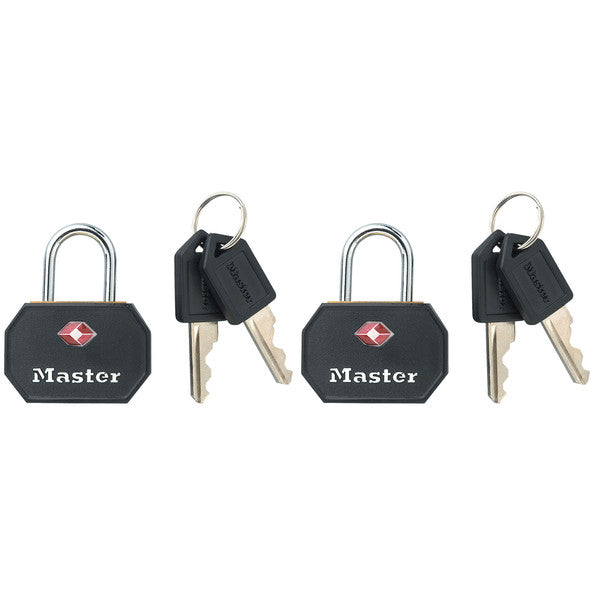 Master Lock 4681TBLK Keyed Luggage Lock, 1-1/4", 2 Pack