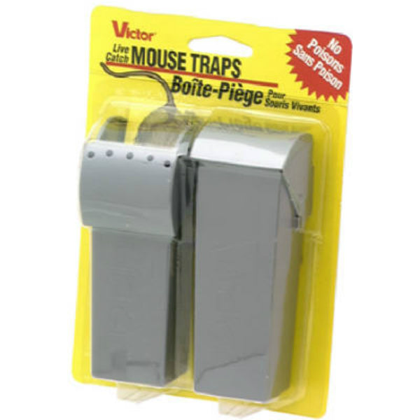 Victor M007 Plastic Live Catch Mouse Traps, Easy-Set Design, 2-Pack
