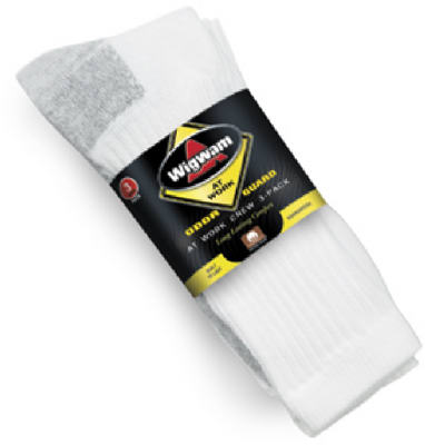 Wigwam S1221-44H-MD At Work Crew Men's Work Sock, Medium, White/Gray, 3-Pack