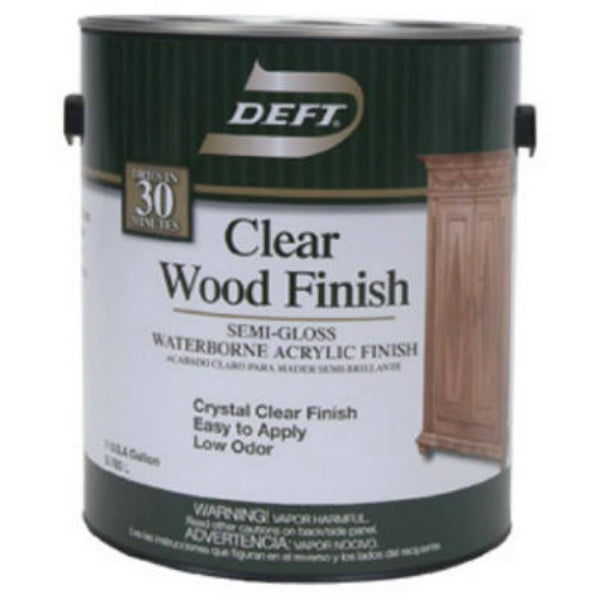 Deft® DFT108/01 Clear Wood Finish Waterborne Acrylic Paint, Semi-Gloss, 1 Gallon