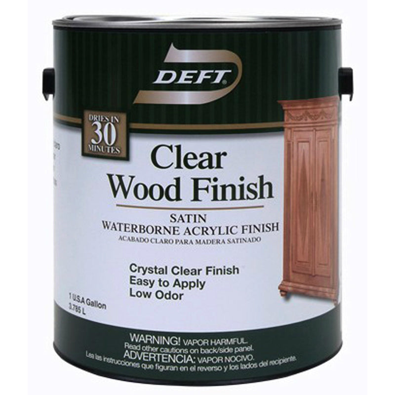 Deft® DFT109/01 Clear Wood Finish Interior Waterborne Acrylic, 1 Gallon, Satin