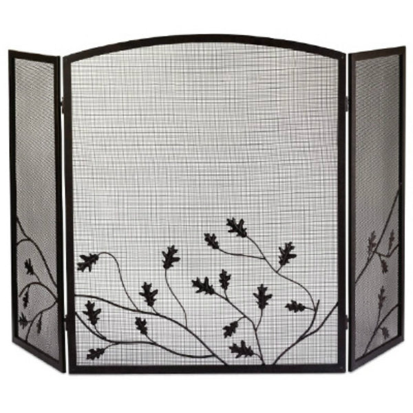 Panacea 15914 Oak Leaf Design 3-Panel Fireplace Screen, Colonial Brown