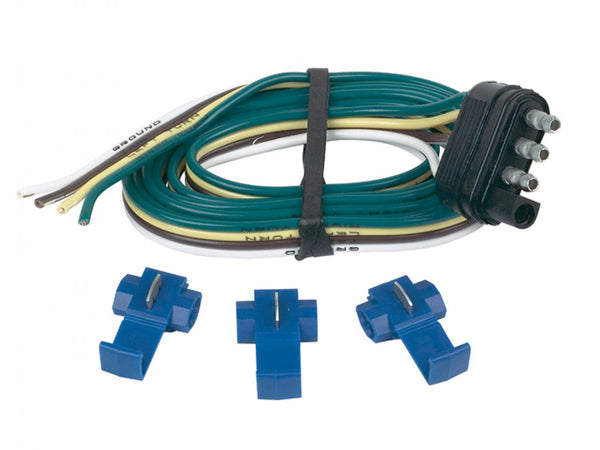 Hopkins 48125 4-Wire Flat Trailer End Connector with 3 Splice Connectors, 48"