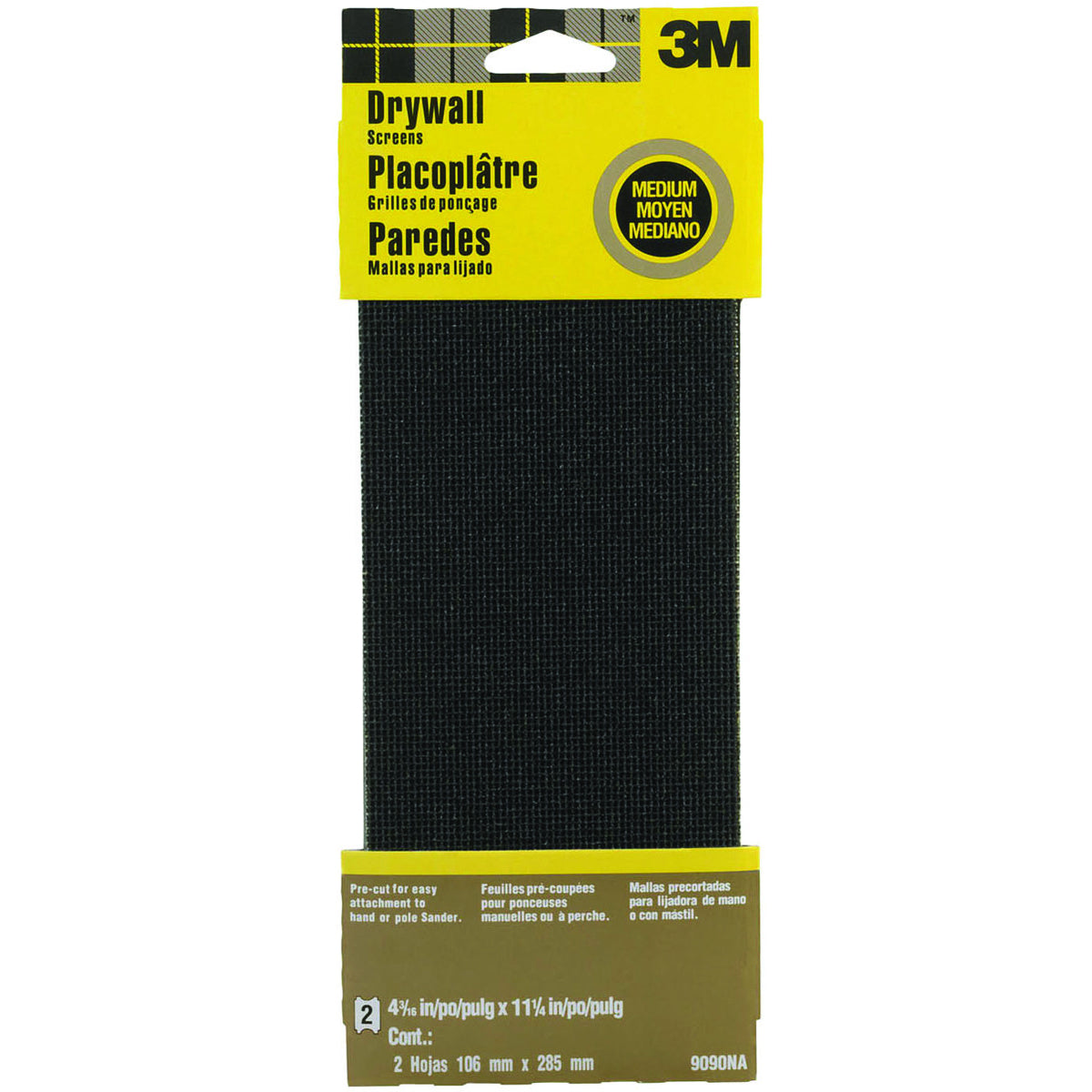 3M 9090 Sand-Pak Drywall Sanding Screen, 4-3/16" x 11-1/4", Medium Grit, 2-Pack