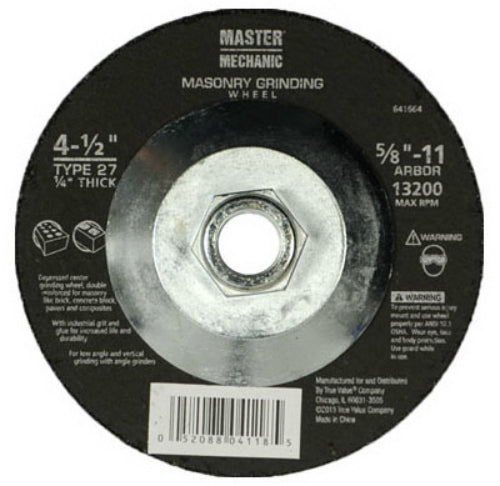 Master Mechanic 641664 Masonry Grinding Wheel, 5/8"-11 Arbor, 4-1/2"