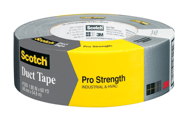Scotch 1260-A Pro Strength Duct Tape, 1.88" W x 60 Yard L, Gray