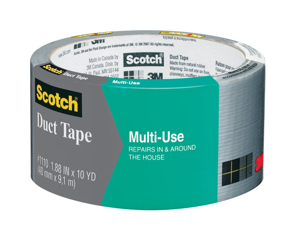 Scotch 2910-C Multi-Purpose Duct Tape, 1.88" x 10 Yd, Gray