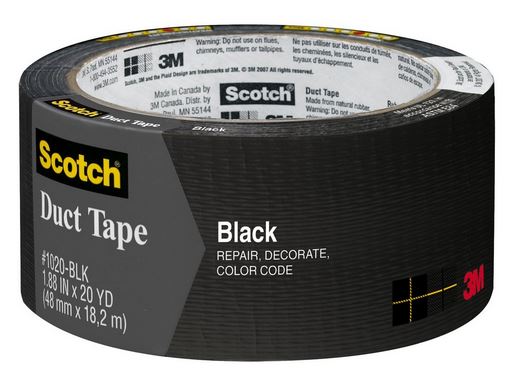 Scotch® 1020-BLK-A Multi-Purpose Duct Tape, 1.88" x 20 Yard, Black
